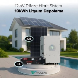 12 Kw Trifaze Hibrit Hazır Solar Paket (Sistem 2) Lexron